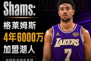 一连串！Shams：格莱姆斯4年6000万加盟湖人 合同包含球员选项